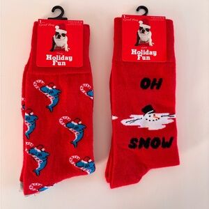 Holiday Fun Red Printed Socks